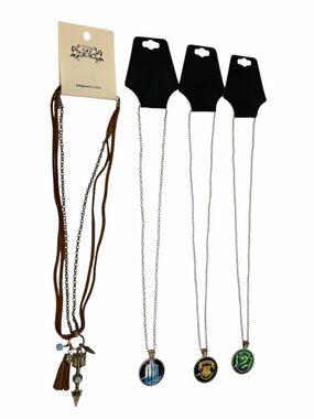 Boho Arrow Charm Layered Necklace Set + 3 Silver Pendant Necklaces